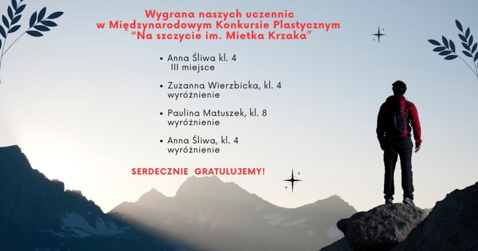 Sukces w konkursie plastycznym „Na Szczycie” im. M. Krzaka .