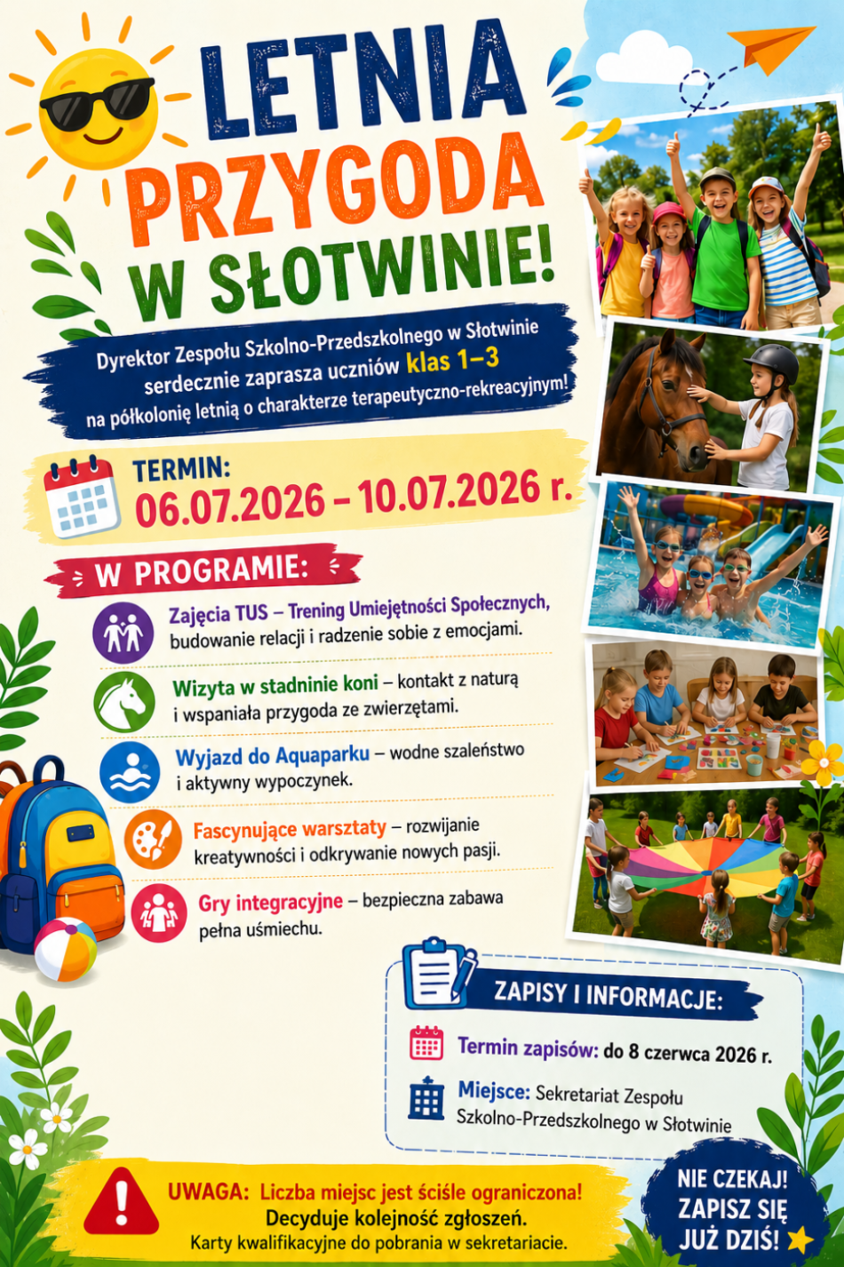 LETNIA PÓŁKOLONIA DLA UCZNIÓW KLAS 1-3
