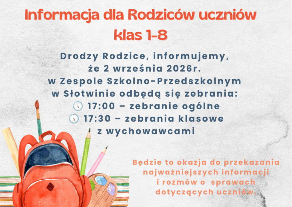Informacja o zebraniach.