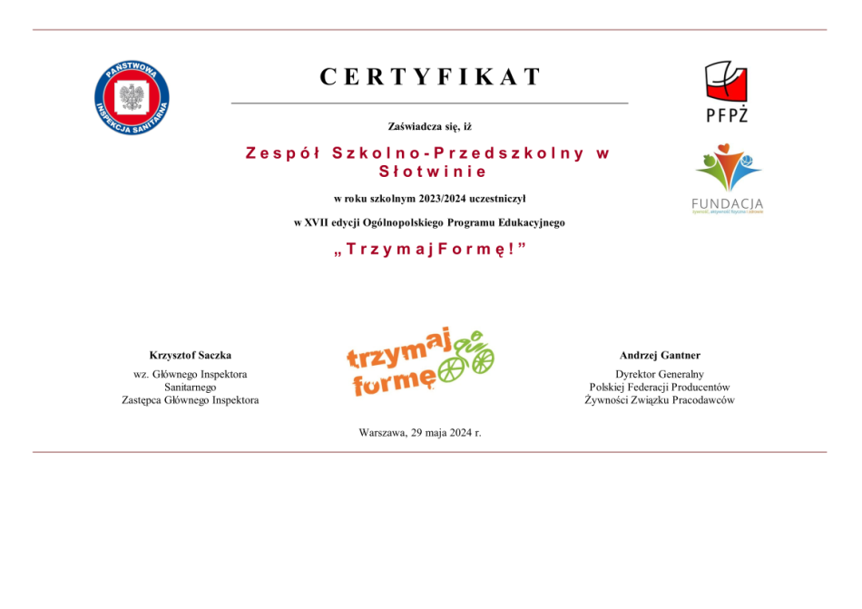 Certyfikat udziału w programie 