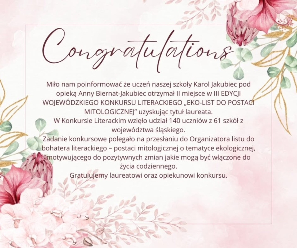 GRATULACJE DLA LAUREATA