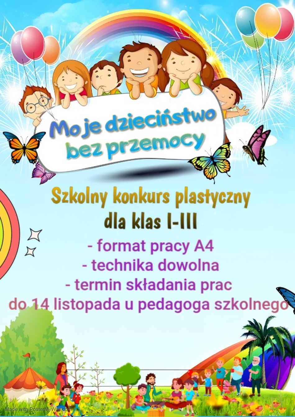Konkurs plastyczny dla klas I–III „Mój świat bez przemocy”.